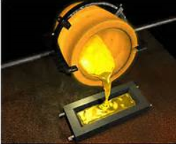 picture gold being poured into ingot shape